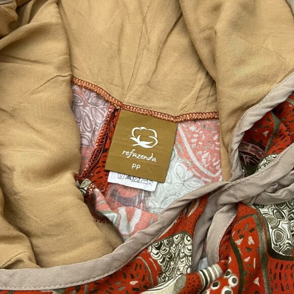 Refazenda Brazilian Tribal Print Midi Dress Orange XS Tropical Resort‎ Boho - Picture 6 of 10